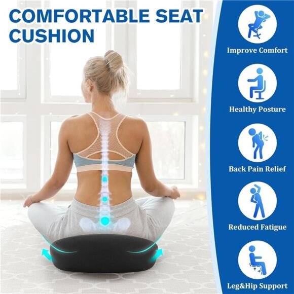 Memory Foam Seat Cushion for Office Chair Tailbone Back Pain Relief Car Desk - Picture 5 of 7
